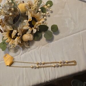 Monet faux gold tone necklace with rhinestones